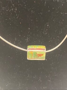 Large turquoise bead on nice 18 inch Necklace marked .925 Italy